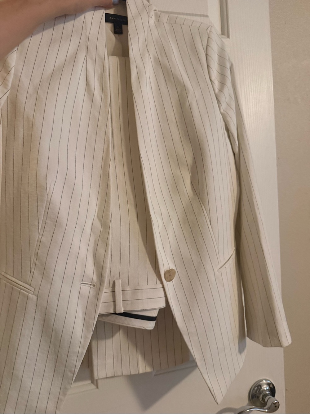 Ann Taylor Cream Pinstripe Blazer